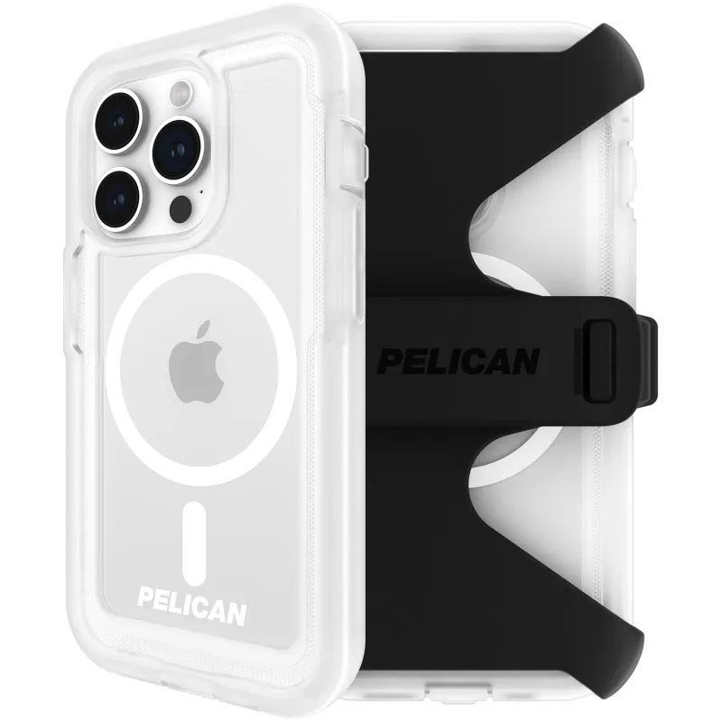 Pelican Voyager Series - iPhone 15 Pro Case 6.1" [Compatible with MagSafe] [Anti-Yellow] Magnetic Charging Phone Case with Belt Clip Holster Kickstand [18ft Military Grade Drop Protection] - Clear made by Zulily