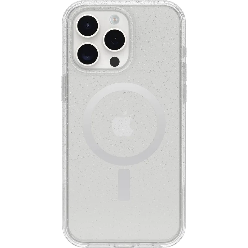 OtterBox iPhone 15 Pro MAX (Only) Symmetry Series Clear Case - Stardust (Clear/Silver) Snaps to MagSafe Ultra-Sleek Raised Edges Protect Camera & Screen made by OtterBox