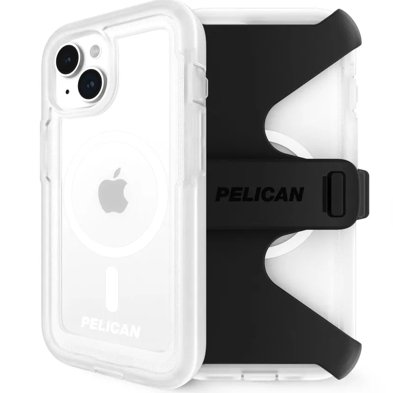Pelican Voyager Series - iPhone 15 Case 6.1" [Compatible with MagSafe] [Anti-Yellow] Magnetic Charging Phone Case with Belt Clip Holster Kickstand [18ft Military Grade Drop Protection] - Clear made by Zulily