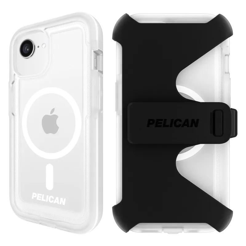 Pelican Voyager iPhone 16e (2025) / 15/14 / 13 Phone Case [Compatible with MagSafe] with 18ft Military-Grade Drop Protection - Heavy Duty Cover with Belt Clip Holster for iPhone 16e (2025) - Clear made by Zulily