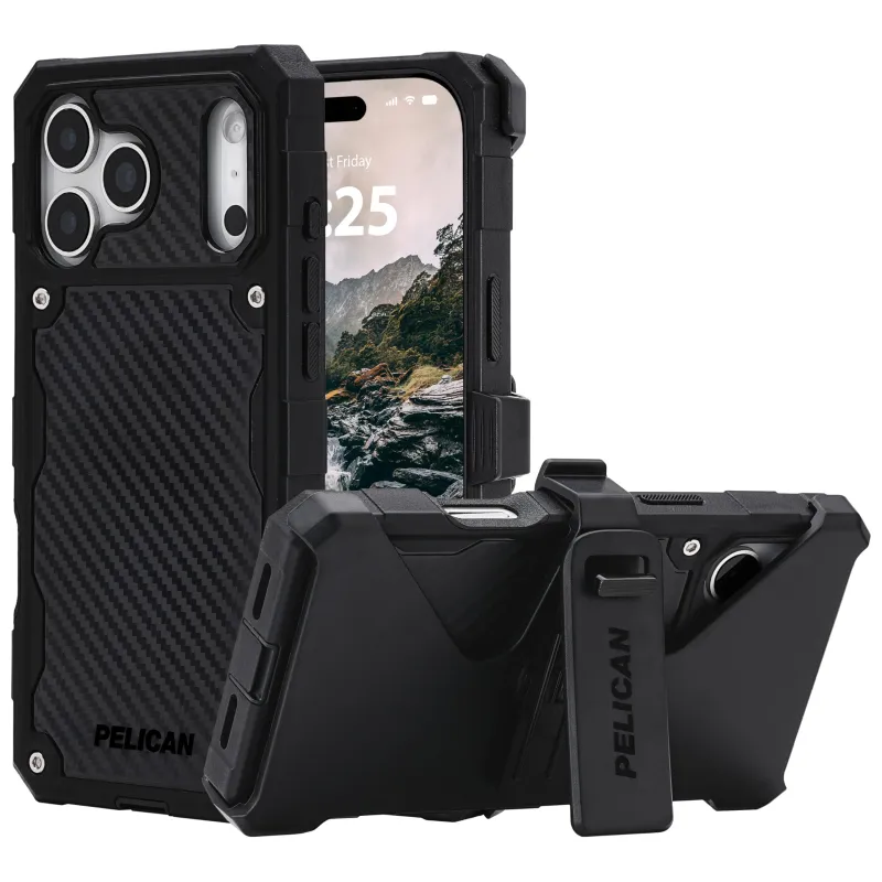 Pelican Shield iPhone 17 Pro Max Case [Compatible with MagSafe] Rugged Phone Case w/ 21ft Military-Grade Drop Protection - Heavy Duty Phone Cover w/Belt Clip Holster for iPhone 17 Pro Max - Carbon made by Zulily