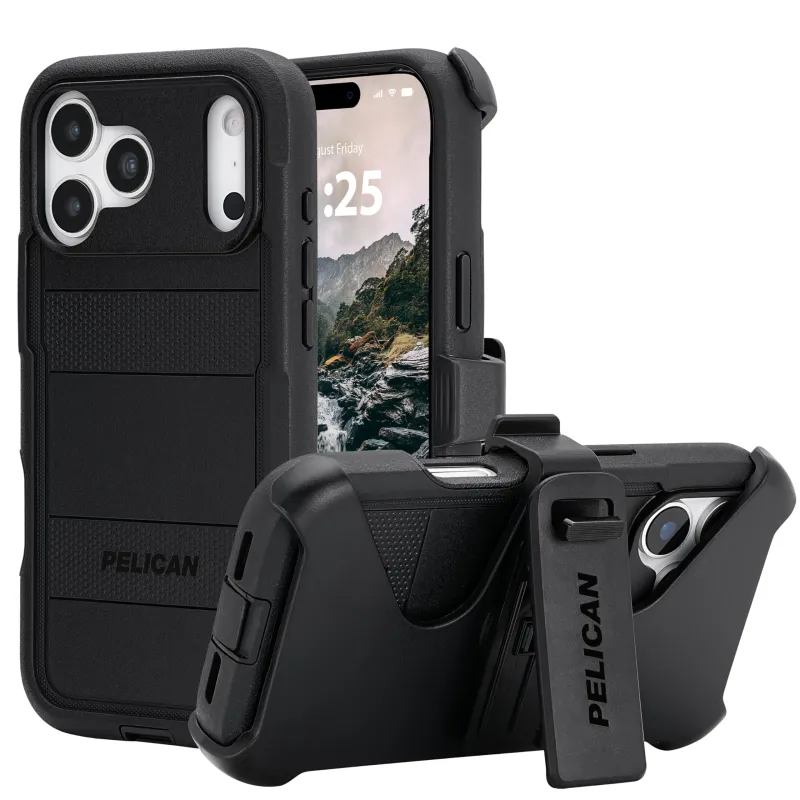 Pelican Voyager iPhone 17 Pro Max Case [Compatible with MagSafe] Rugged Phone Case w/ 24ft Military-Grade Drop Protection - Heavy Duty Phone Cover w/Belt Clip Holster for iPhone 17 Pro Max - Black made by Zulily