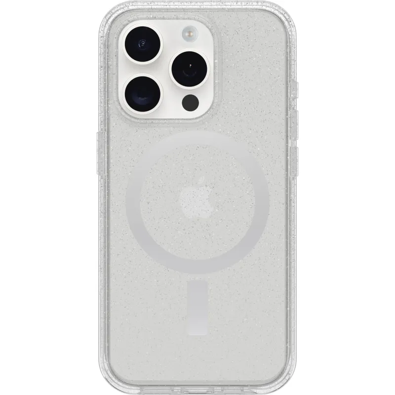 OtterBox iPhone 15 Pro (Only) Symmetry Series Clear Case - Stardust (Clear/Silver) Snaps to MagSafe Ultra-Sleek Raised Edges Protect Camera & Screen made by OtterBox