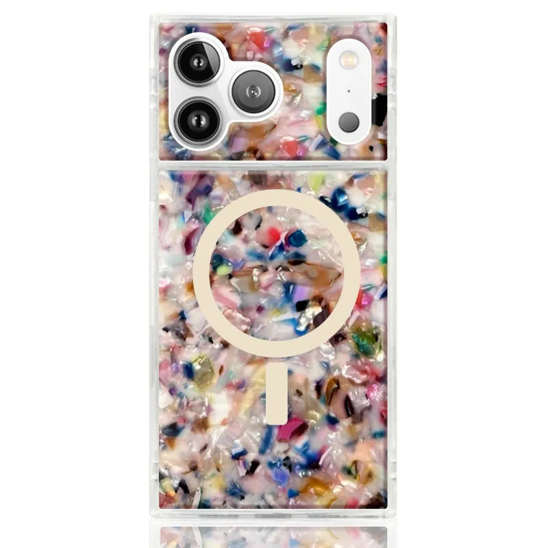 Flaunt Official Square Protective Case - Compatible with iPhone 17 Pro Max - Compatible with MagSafe & Wireless Charging - Drop-Tested & Shockproof - (Rainbow Confetti Tortoise Shell) made by Zulily