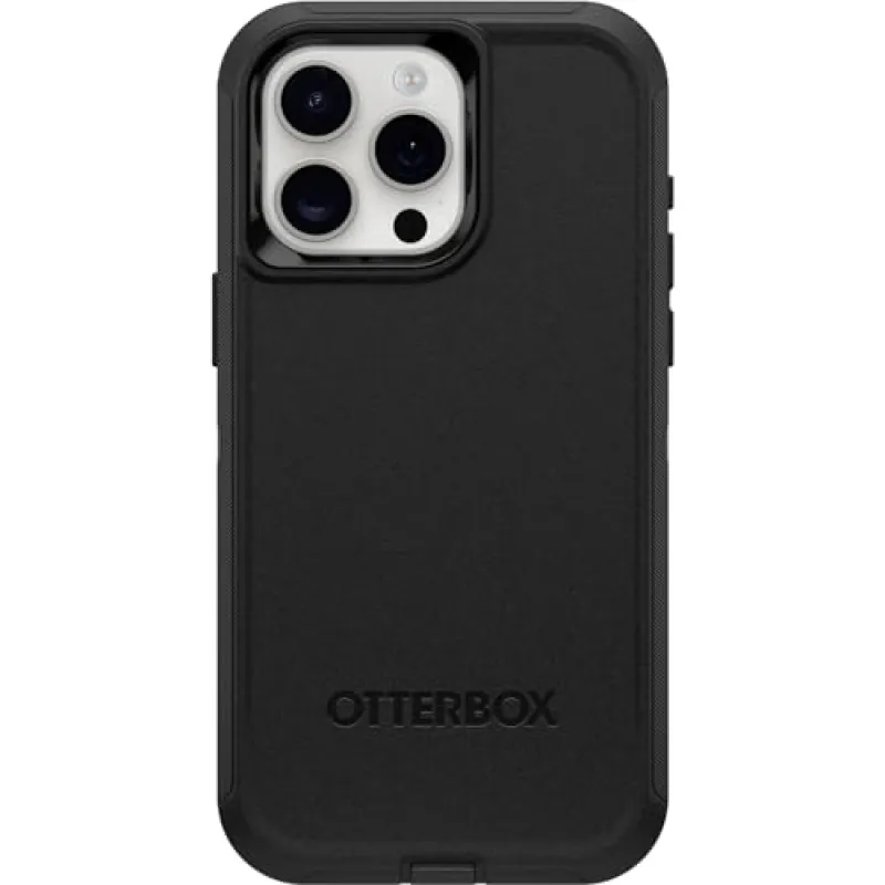 OtterBox iPhone 15 Pro MAX (Only) Defender Series Case - Black screenless Rugged & Durable with Port Protection Includes Holster Clip Kickstand made by OtterBox