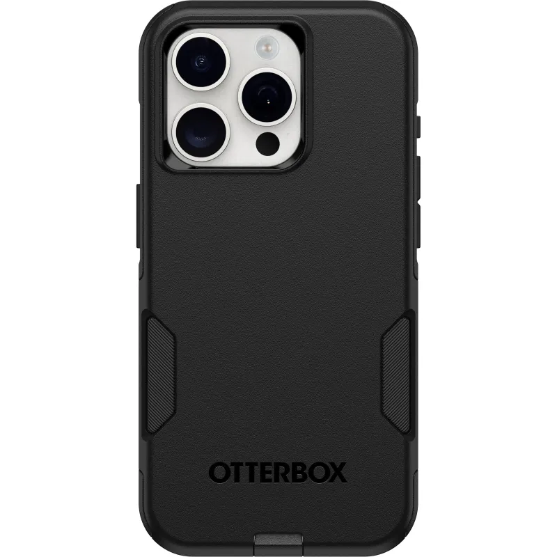 OtterBox iPhone 15 Pro (Only) Commuter Series Case - BLACK slim & tough pocket-friendly with port protection (ships in polybag ideal for business customers) made by OtterBox