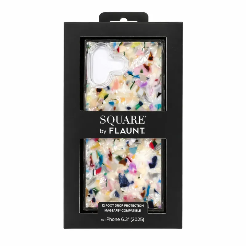 Flaunt Official Square Protective Case - Compatible with iPhone 17 - Compatible with MagSafe & Wireless Charging - Drop-Tested & Shockproof - (Rainbow Confetti Tortoise Shell) made by Zulily