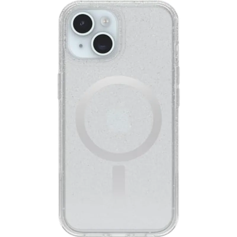 OtterBox iPhone 15 iPhone 14 and iPhone 13 Symmetry Series Clear Case - Stardust (Clear/Silver) Snaps to MagSafe Ultra-Sleek Raised Edges Protect Camera & Screen made by OtterBox