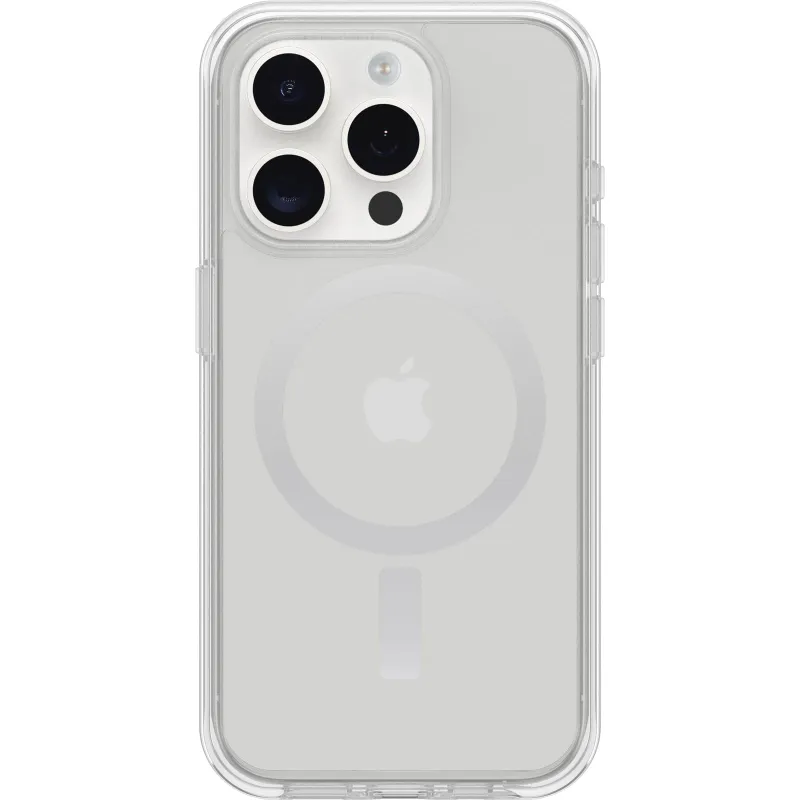 OtterBox iPhone 15 Pro (Only) Symmetry Series Clear Case - (Clear) snaps to MagSafe ultra-sleek raised edges protect camera & screen (ships in polybag ideal for business customers) made by OtterBox
