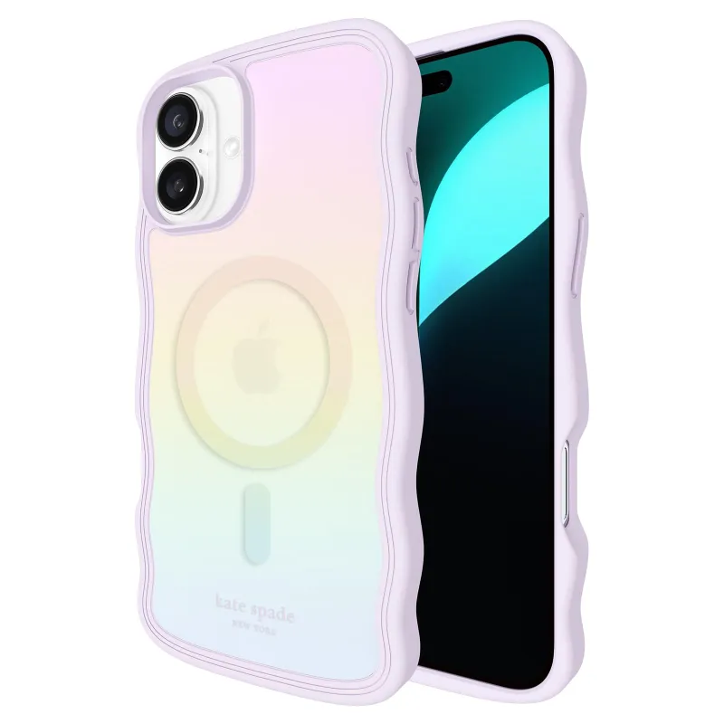 kate spade new york iPhone 16 Plus case - Compatible with MagSafe -Designer Phone Case - Wavy Opal Iridescent made by Kate Spade