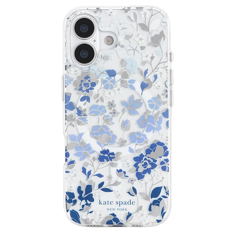 kate spade new york iPhone 17 Case - Compatible with MagSafe - Designer Phone Case - Flowerbed Blue Gems made by Kate Spade