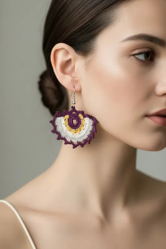 Women’s Handmade Colorful Crochet Dangle Earrings – Boho Thread Drop Design made by Zulily