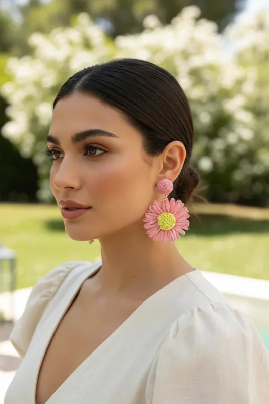 Women’s Handmade Two-Tone Straw Earrings – Boho Woven Drop Design made by Zulily
