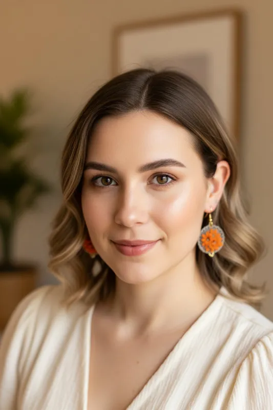 Handmade Floral Crochet Dangle Earrings for Women made by Zulily