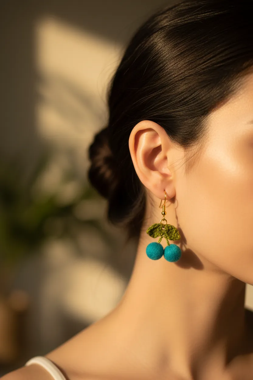 Women’s Handmade Gold-Plated Crochet Earrings – Boho Knit Design sold by Zulily product image thumbnail 4