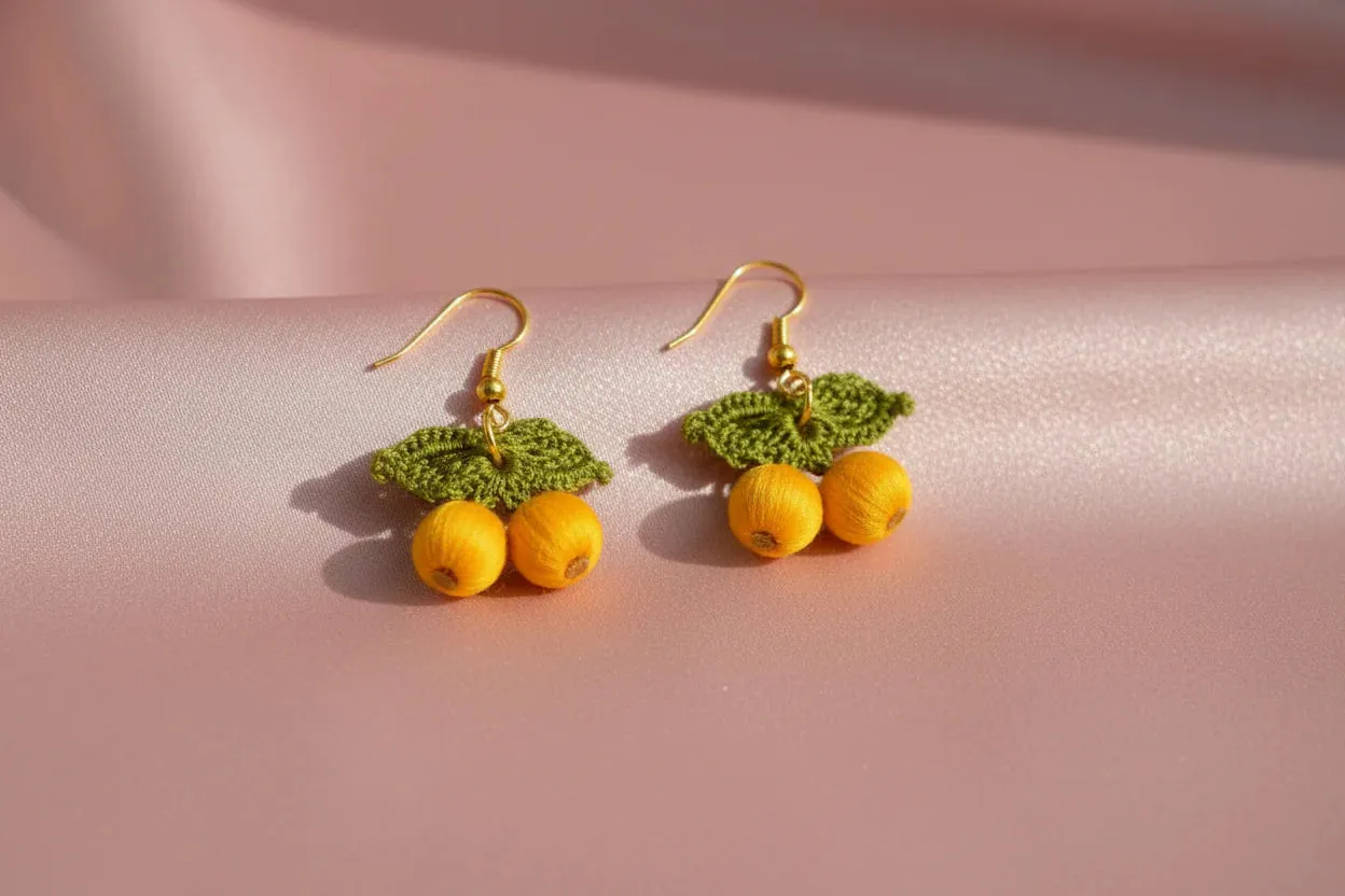 Women’s Handmade Gold-Plated Crochet Earrings – Boho Knit Design sold by Zulily product image thumbnail 2
