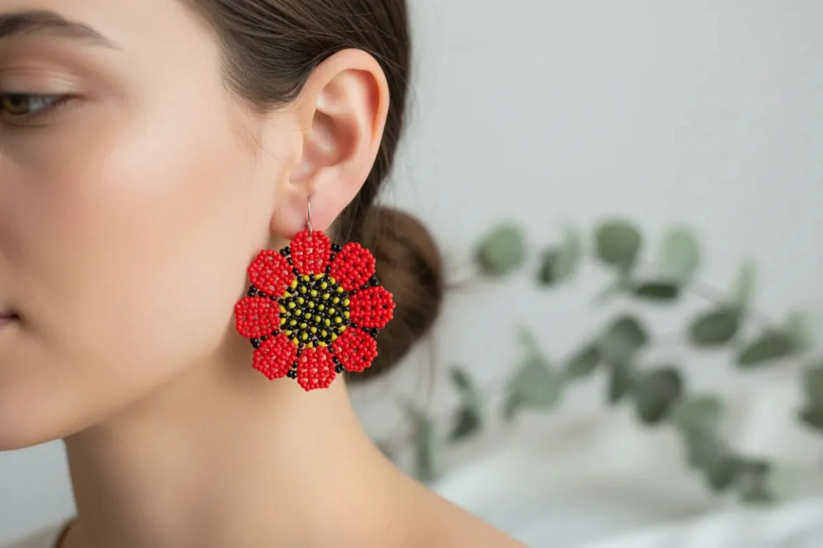 Women’s Handmade Seed Bead Flower Earrings – Boho Floral Design made by Zulily
