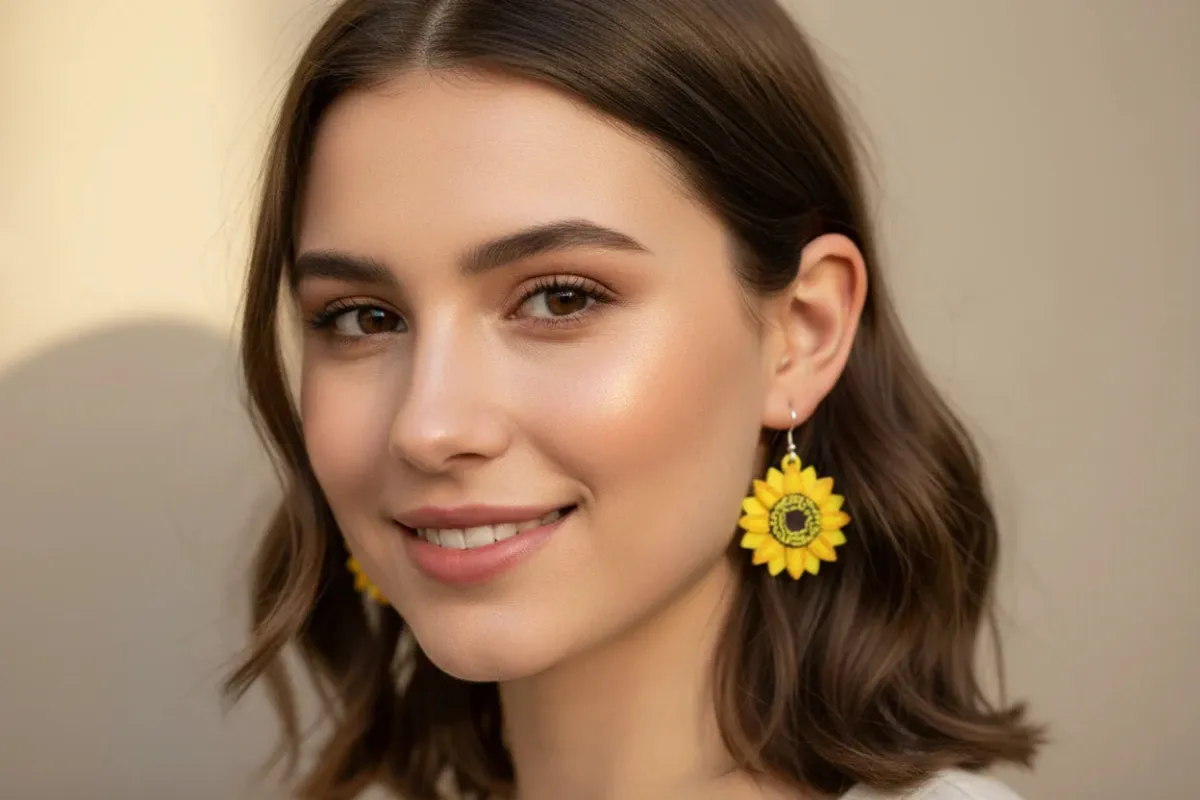 Women’s Handmade Yellow Daisy Figurine Earrings – Colorful Fun Design made by Zulily