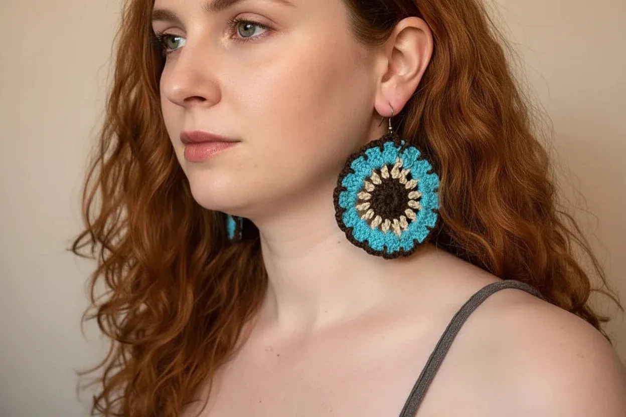 Women’s Handmade Knit Earrings – Boho Thread Drop Design sold by Zulily product image thumbnail 2