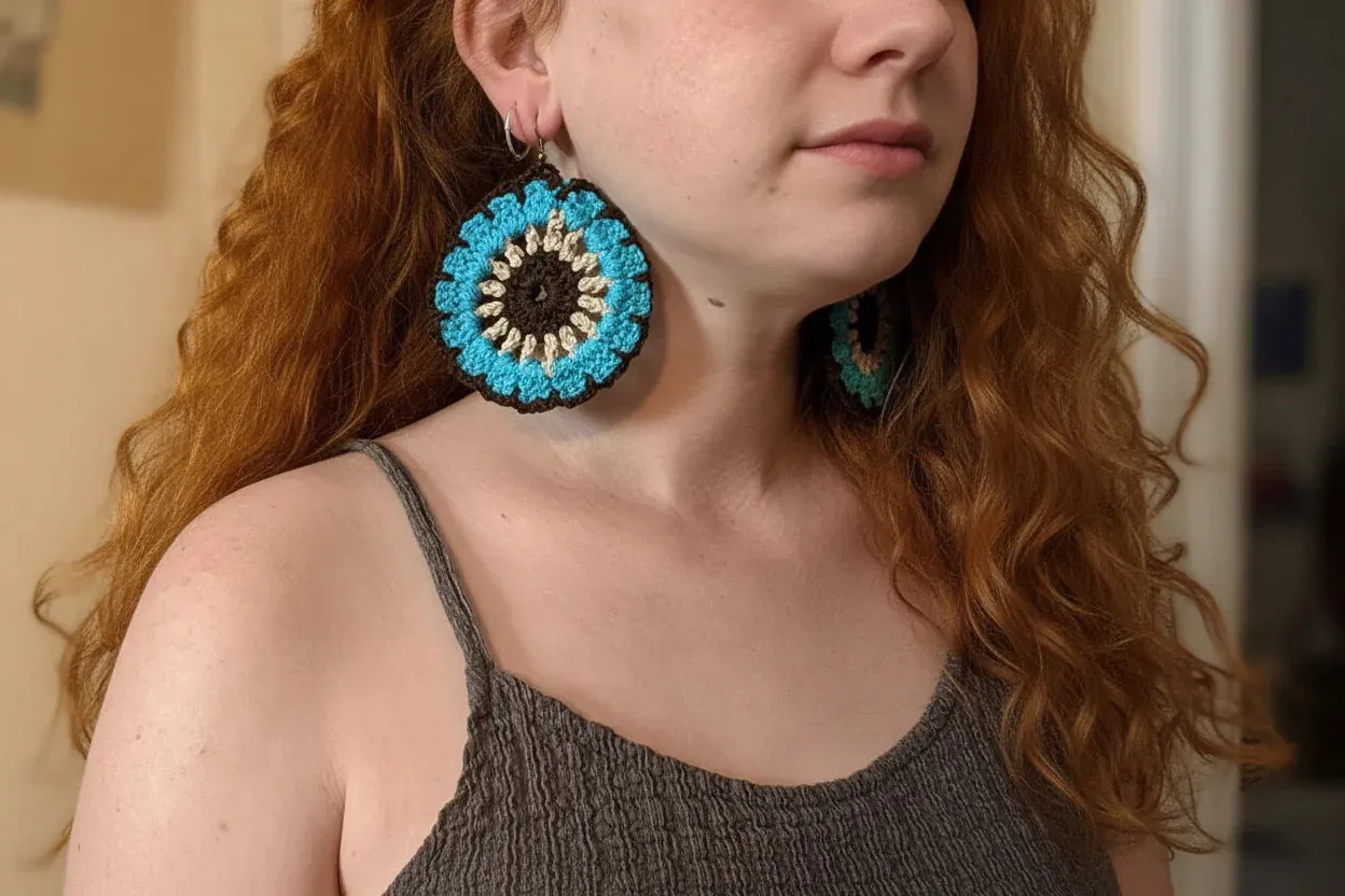 Women’s Handmade Knit Earrings – Boho Thread Drop Design sold by Zulily product image thumbnail 3