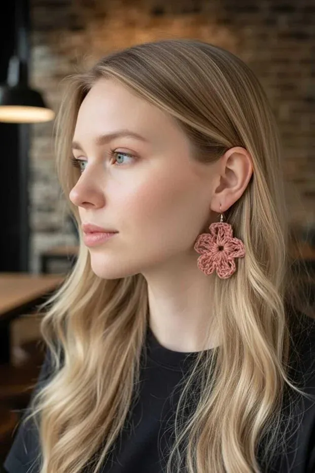 Women’s Handmade Raffia Flower Earrings – Crochet Boho Dangle Design sold by Zulily product image thumbnail 5