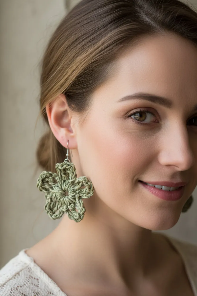 Women’s Handmade Raffia Flower Earrings – Crochet Boho Dangle Design sold by Zulily product image thumbnail 3