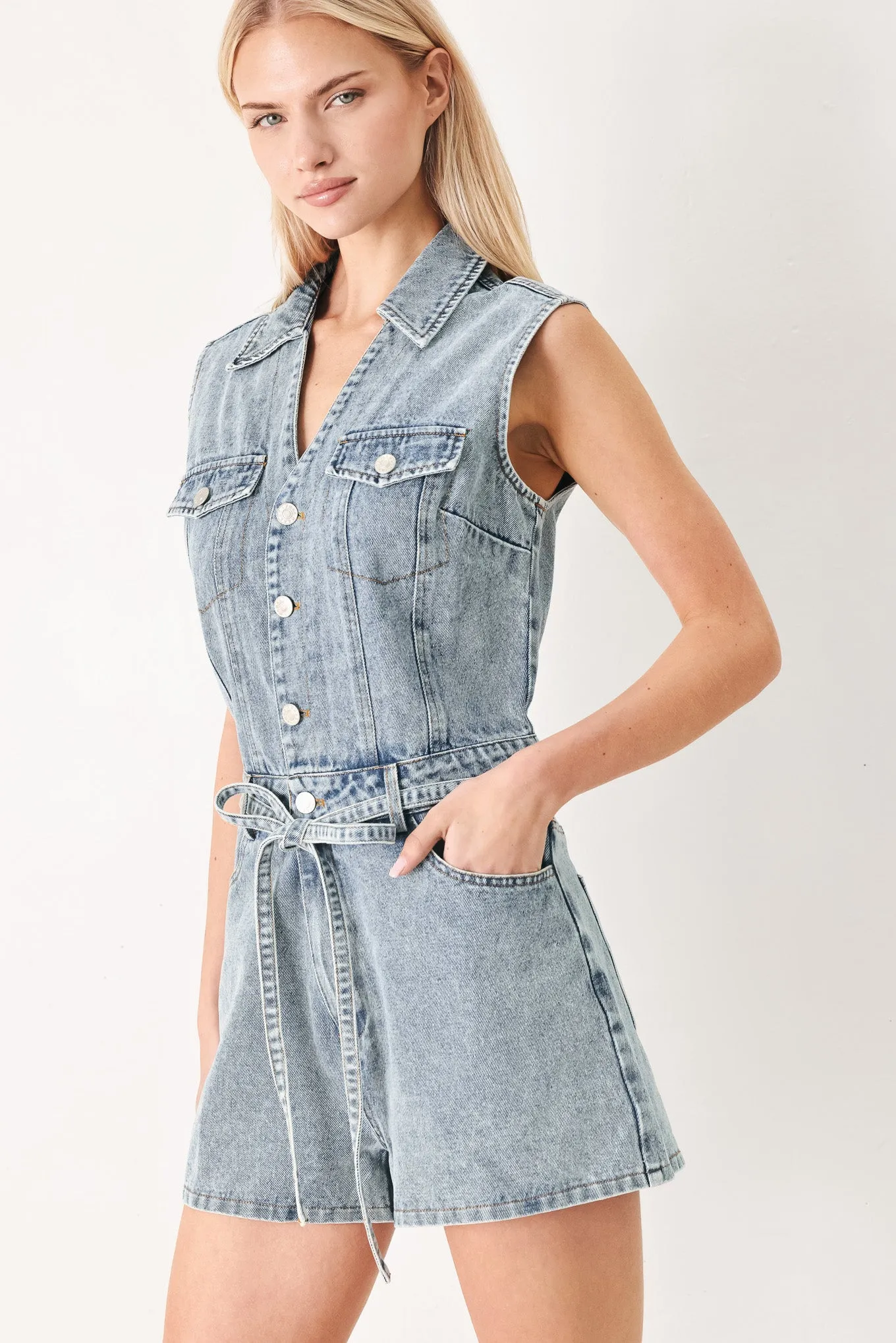 Weekend Blue Look Denim Romper sold by Zulily product image thumbnail 5