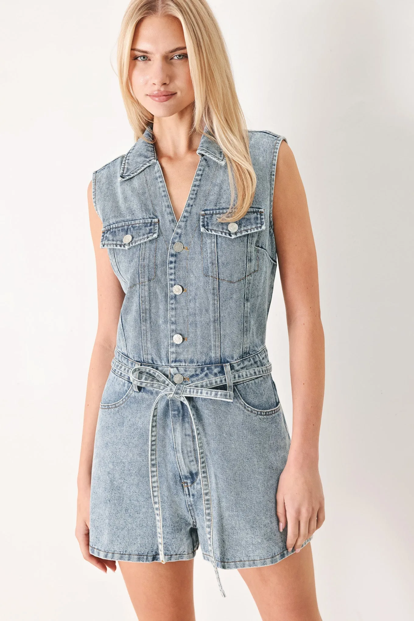 Weekend Blue Look Denim Romper sold by Zulily product image thumbnail 4