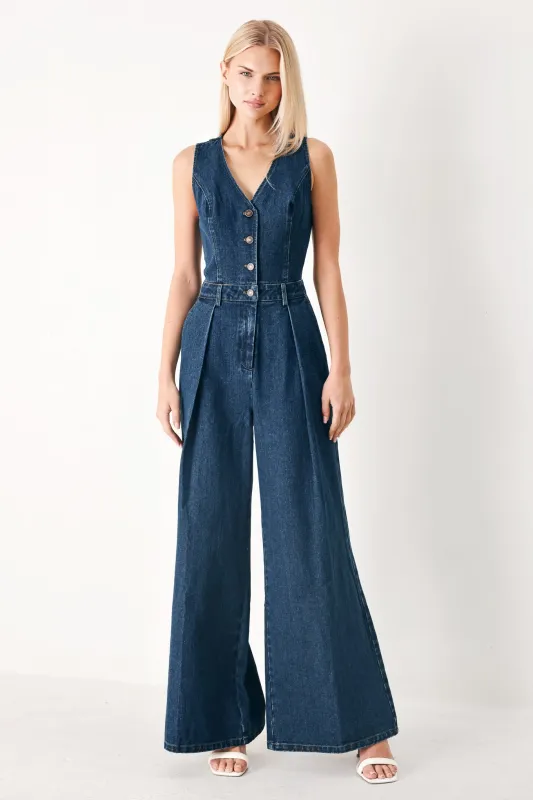 Runway Hit Line Denim Jumpsuit made by Flying Tomato