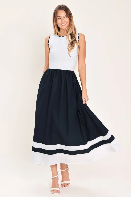 Everyday Elegance Woven Combination Midi Dress made by Flying Tomato