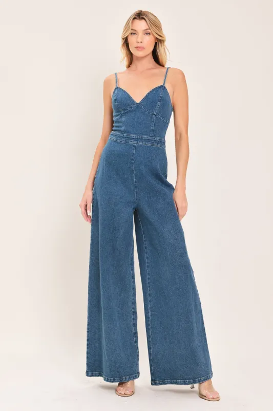 Just a Feeling Denim Jumpsuit made by Flying Tomato