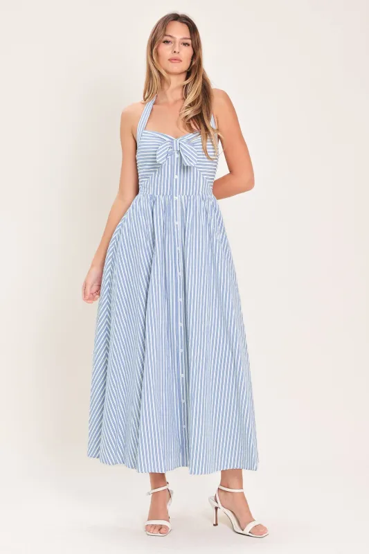 Fresh Day Stripe Woven Midi Dress made by Flying Tomato