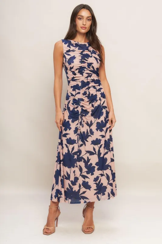 Twilight Floral Power Mesh Midi Dress made by Flying Tomato