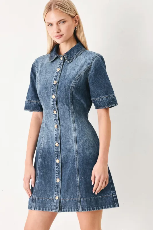Power in Denim Mini Dress made by Flying Tomato