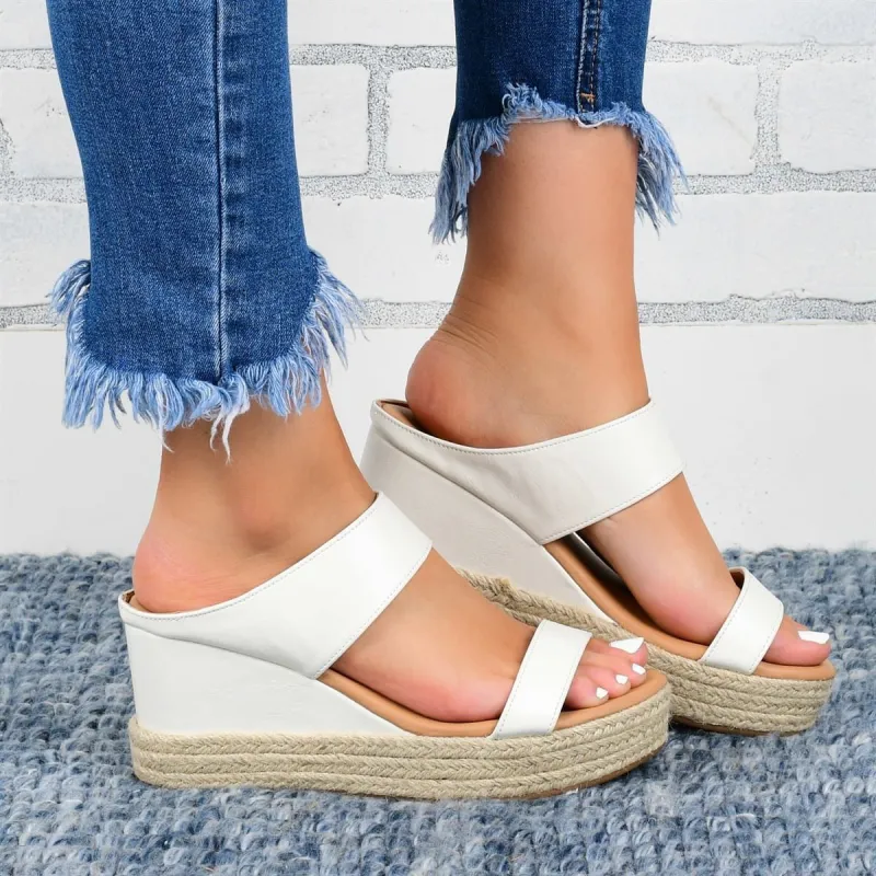 Wedge Heel Slippers Casual Sandals Hemp High Wedge Heel Shoes made by Zulily