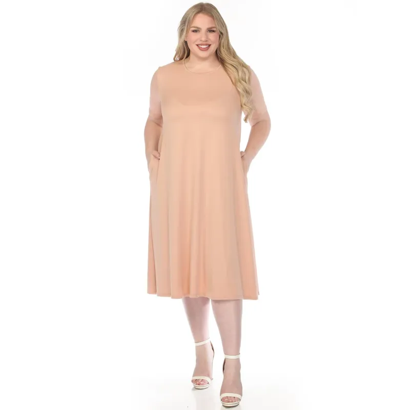 Women's Plus Size Crew Neck T-Shirt Dress made by White Mark
