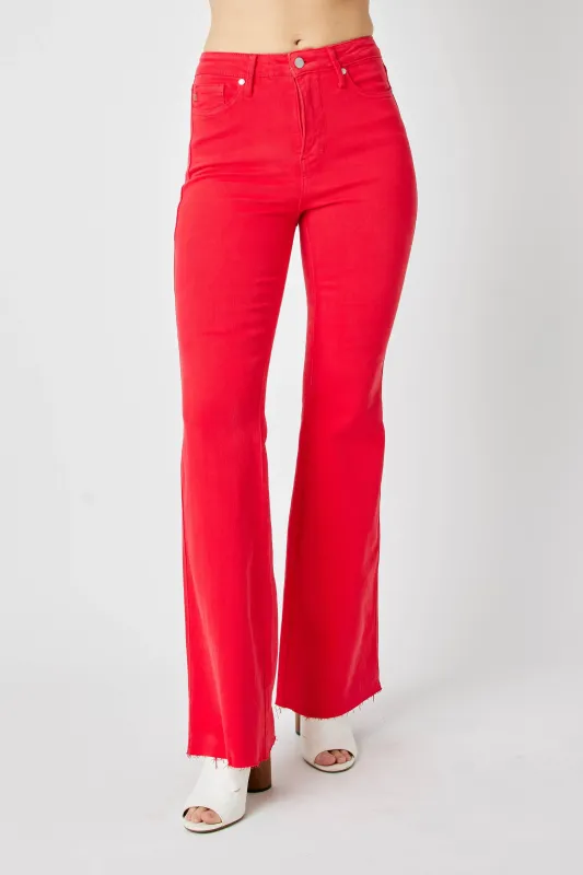 Judy Blue Full Size Hw Tummy Control Garment Dyed Flare Jeans Plus Size made by Zulily