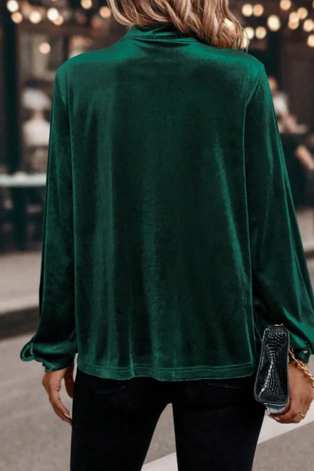 Red Dahlia Asymmetric Button Keyhole Neck Long Sleeve Velvet Blouse sold by Zulily product image thumbnail 5