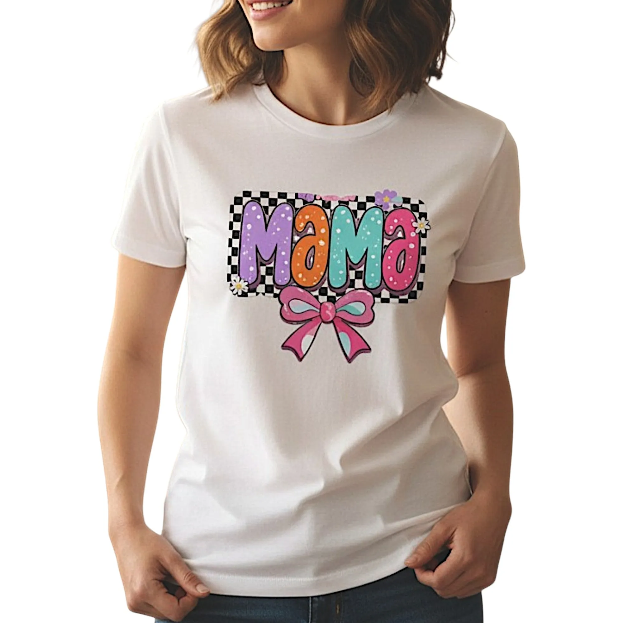 Womens Coquette Mama Shirt Cute Bow Graphic Mothers Day Gift Tee sold by Zulily product image thumbnail 3