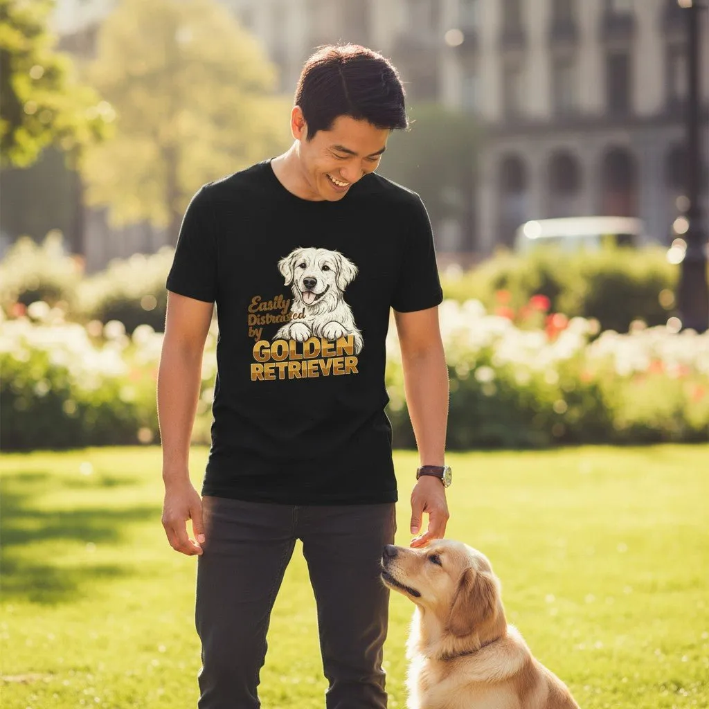 Easily Distracted By Golden Retriever Graphic T-Shirt Cotton Unisex Casual Dog Lover Wear sold by Zulily product image thumbnail 5