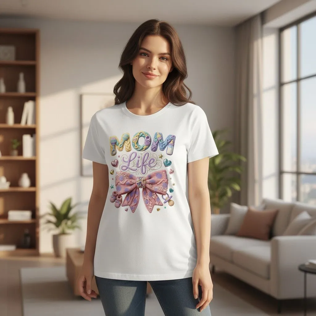 Mom Life Graphic T-Shirt 100% Cotton Pastel Bow Mothers Day Gift sold by Zulily product image thumbnail 4