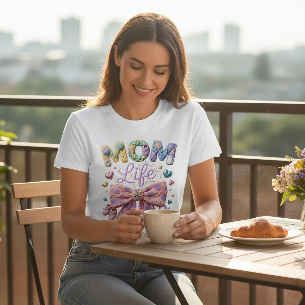 Mom Life Graphic T-Shirt 100% Cotton Pastel Bow Mothers Day Gift sold by Zulily product image thumbnail 5
