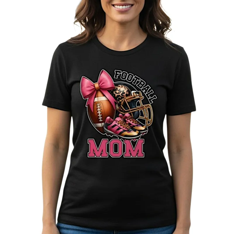 Football Mom T-Shirt 100% Ring-Spun Cotton Game Day Graphic Tee made by Zulily