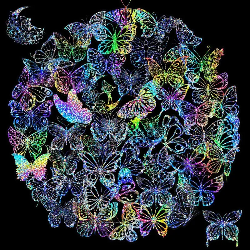 100pcs Butterfly Holographic Stickers – Waterproof Vinyl Set made by Zulily