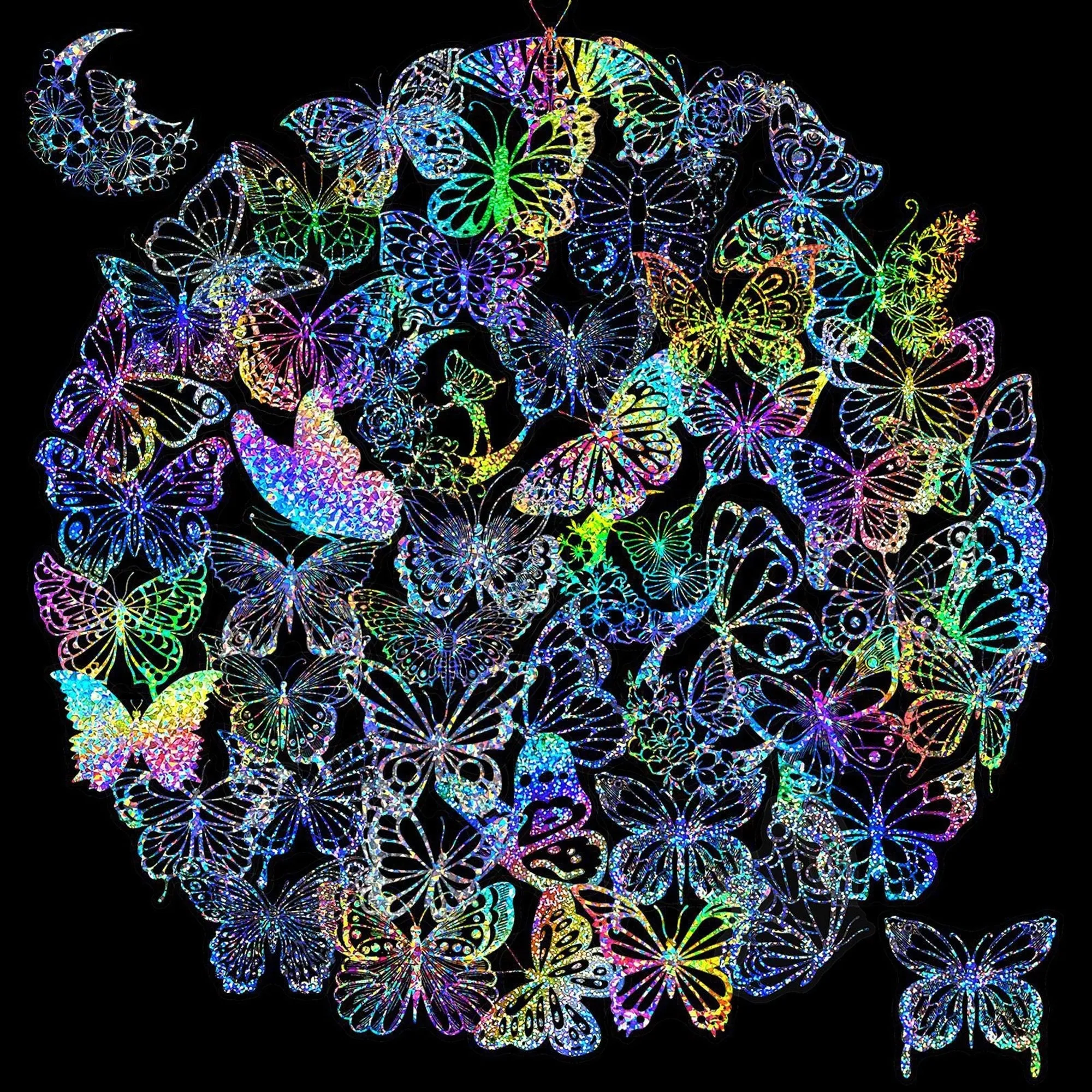 100pcs Butterfly Holographic Stickers – Waterproof Vinyl Set sold by Zulily