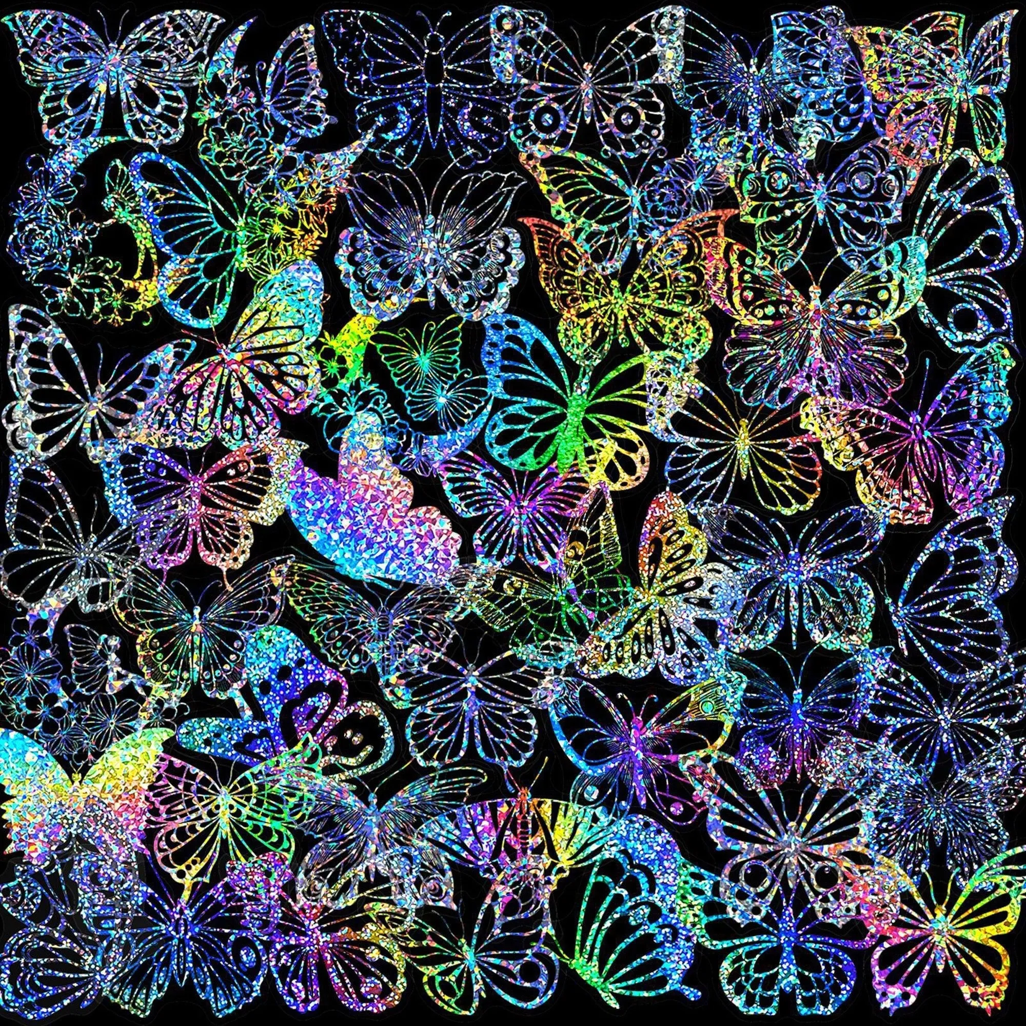100pcs Butterfly Holographic Stickers – Waterproof Vinyl Set sold by Zulily product image thumbnail 2