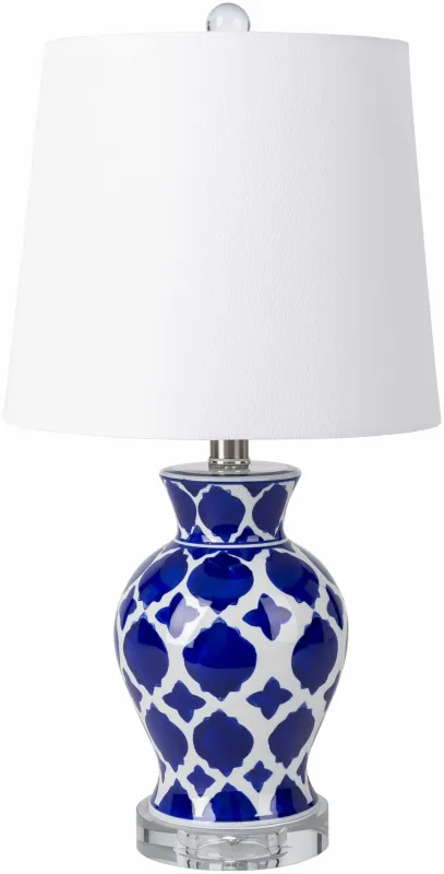 Pangian White & Blue Patterned Ceramic Table Lamp made by Zulily