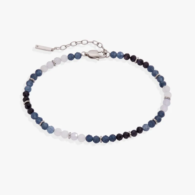 Blue Ombre Semi-Precious Beaded Anklet made by Alex and Ani
