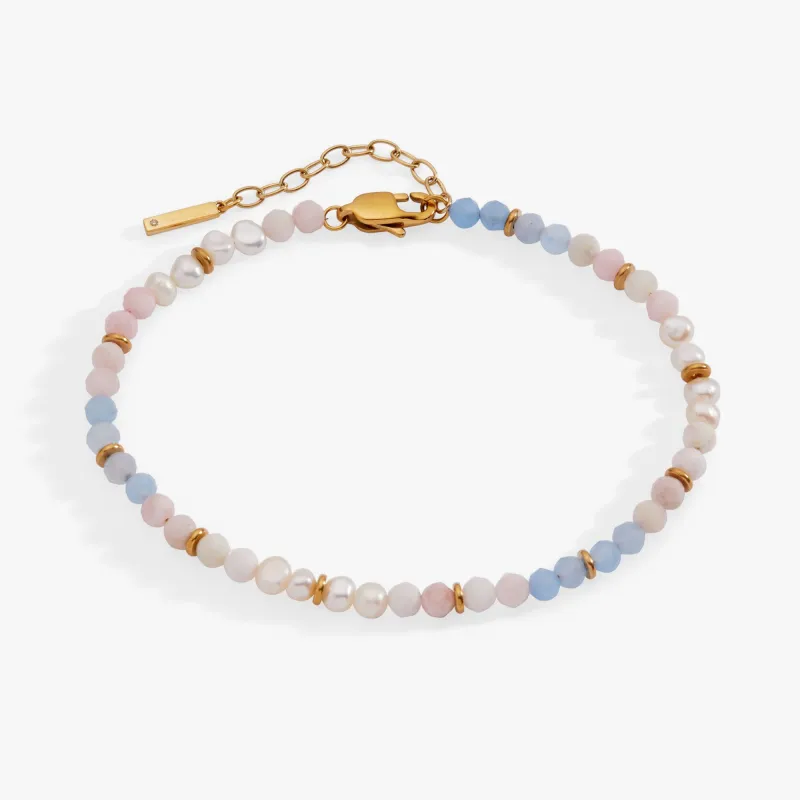 Sandy Peach Ombre Semi-Precious Beaded Anklet made by Alex and Ani