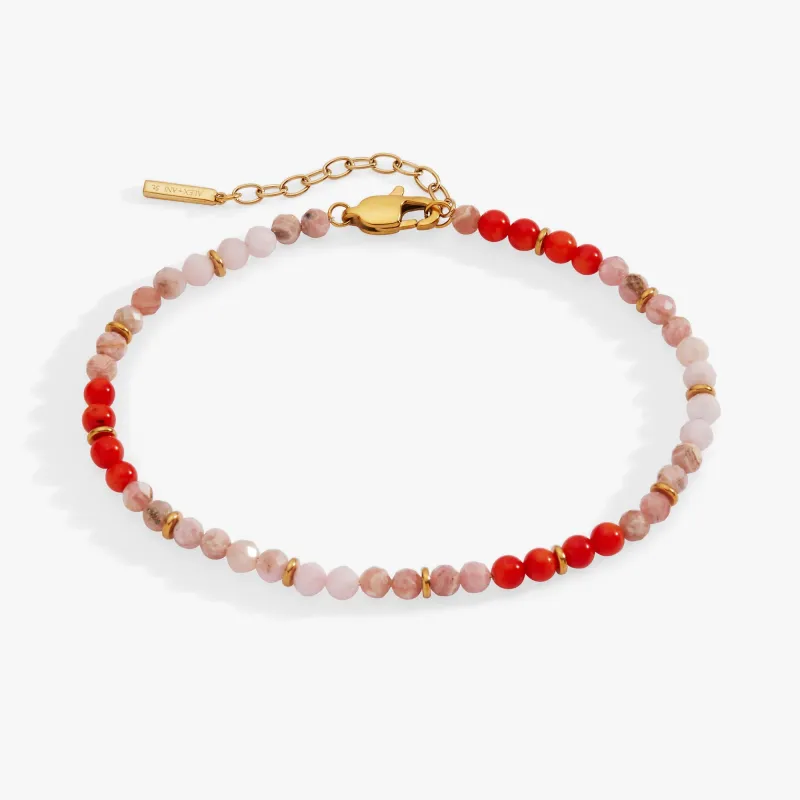 Coral Ombre Semi-Precious Beaded Anklet made by Alex and Ani